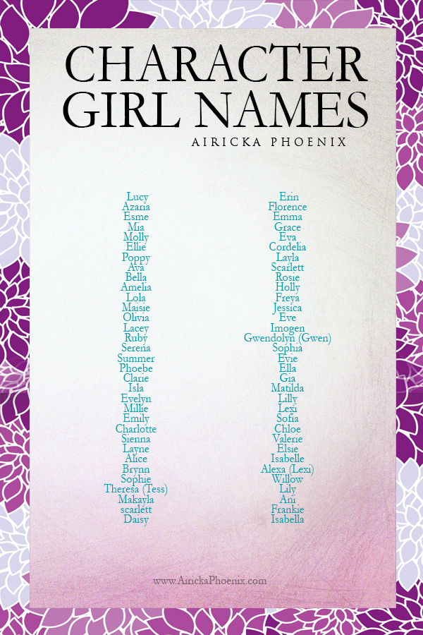 Cool Girl Names For Book Characters